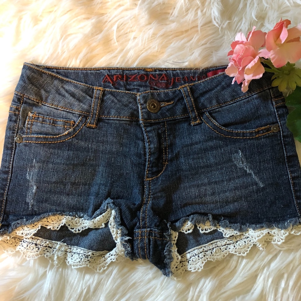 Arizona Lace Trimmed Denim Shorts